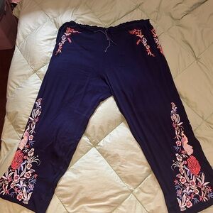 JOHNNY WAS Fantastic Embroidered Wide Leg Pants Size 2X- RARE!